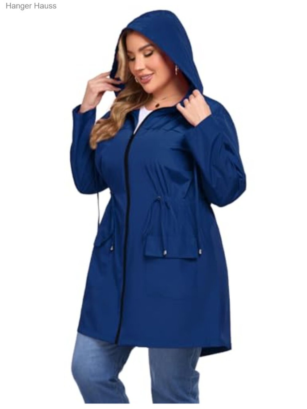 Plus Size Rain Jacket 1X-5X Long Waterproof Windbreaker Coat